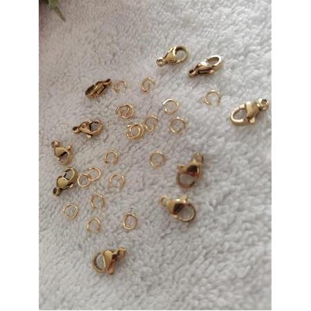 Çelik Papağan Klips ve Halka Seti – Takı Aparatı, Bileklik & Kolye Malzemesi (Altın Renk)