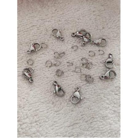 Çelik Papağan Klips ve Halka Seti – Takı Aparatı, Bileklik & Kolye Malzemesi (Gümüş Renk)