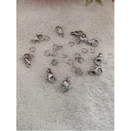 Çelik Papağan Klips ve Halka Seti – Takı Aparatı, Bileklik & Kolye Malzemesi (Gümüş Renk)