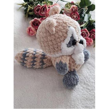 El Yapımı Kadife İpli Rakun Peluş Oyuncak - 14 cm