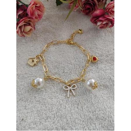 Sallantı Charmlı Zincir Bileklik Hediyelik Takı ( 18+4 cm)