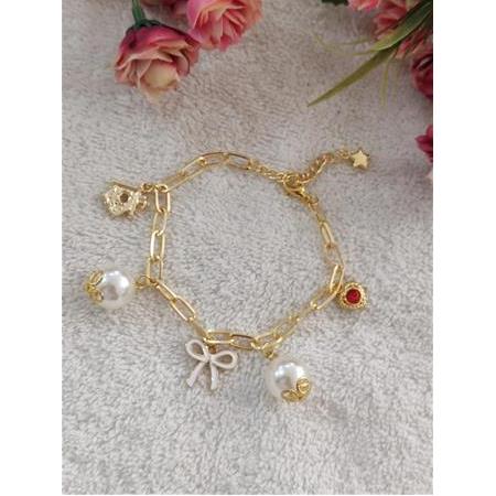 Sallantı Charmlı Zincir Bileklik Hediyelik Takı ( 18+4 cm)